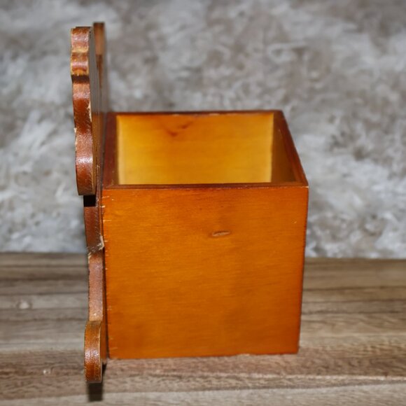 Vintage Rocking Horse Holiday Decor Square Box Christmas Planter Pens Utensils - Picture 7 of 12